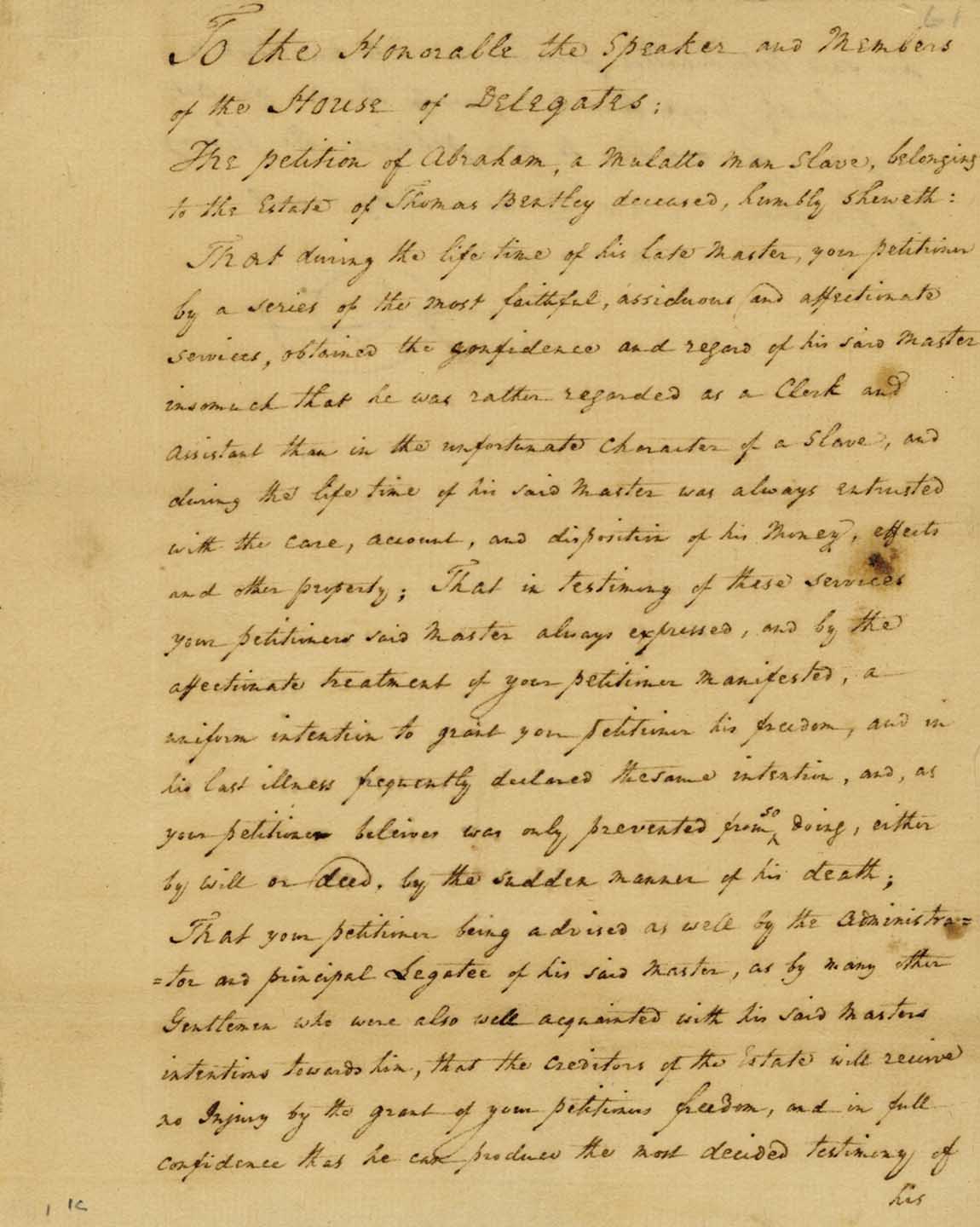 Abraham Skipwith's petition for freedom