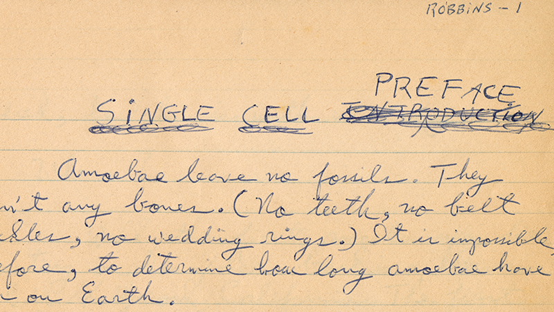handwritten first page of “Even Cowgirls Get the Blues”