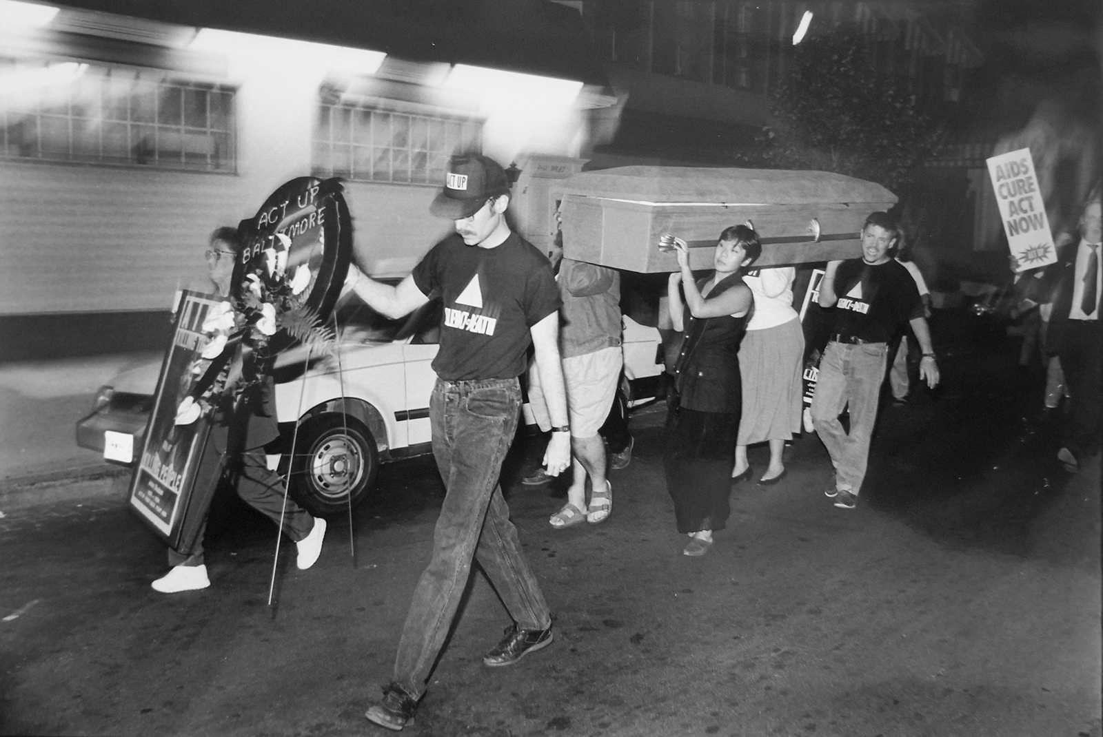 Merle McCann leads a protest for LGBTQ+ rights