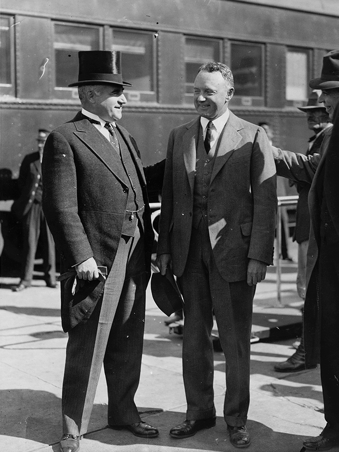 U.S. Sen. and former Virginia Gov. Harry Byrd (right) with Del. Aston Dovell in 1934