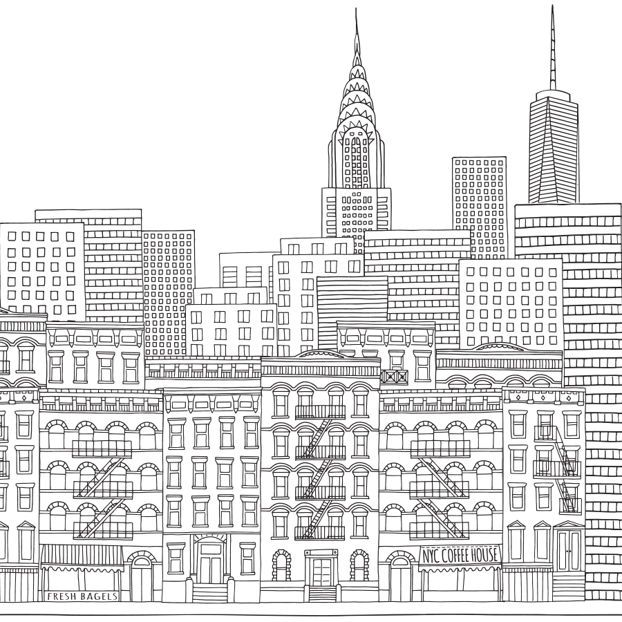 sketch of new york city skyline