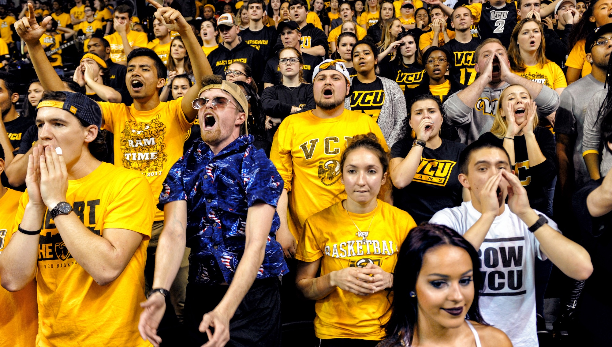 VCU fans at a basketball game