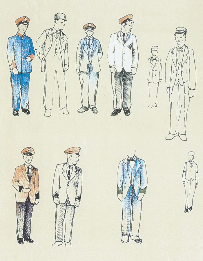 A sketch of the usher uniforms at Camden Yards