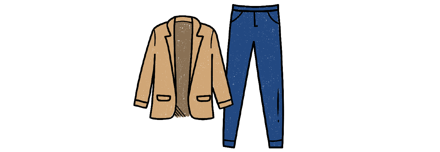an illustration of a jacket and jeans