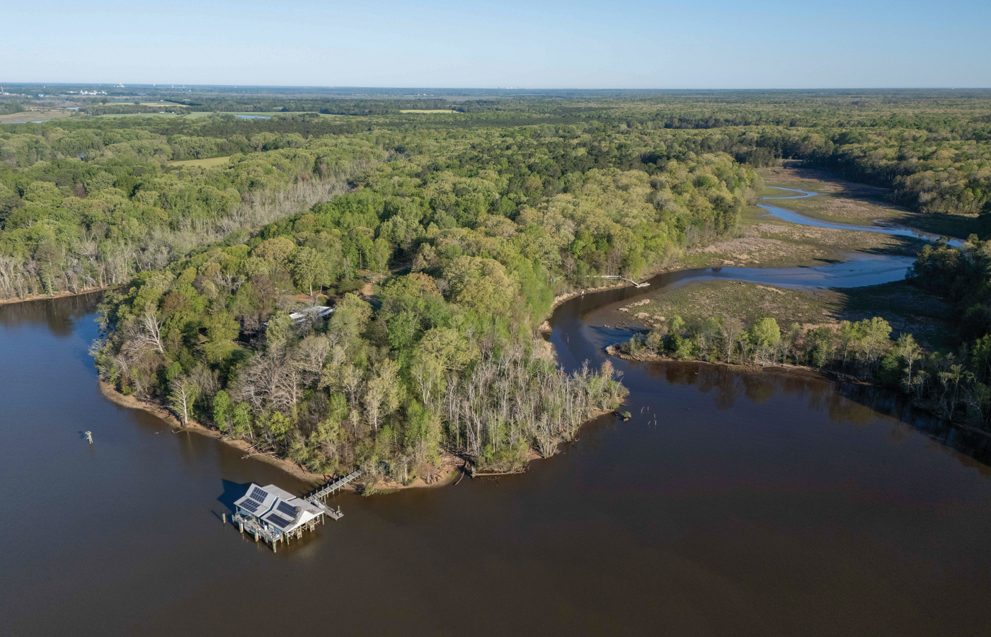 Overhead view of Rice Rivers Center property