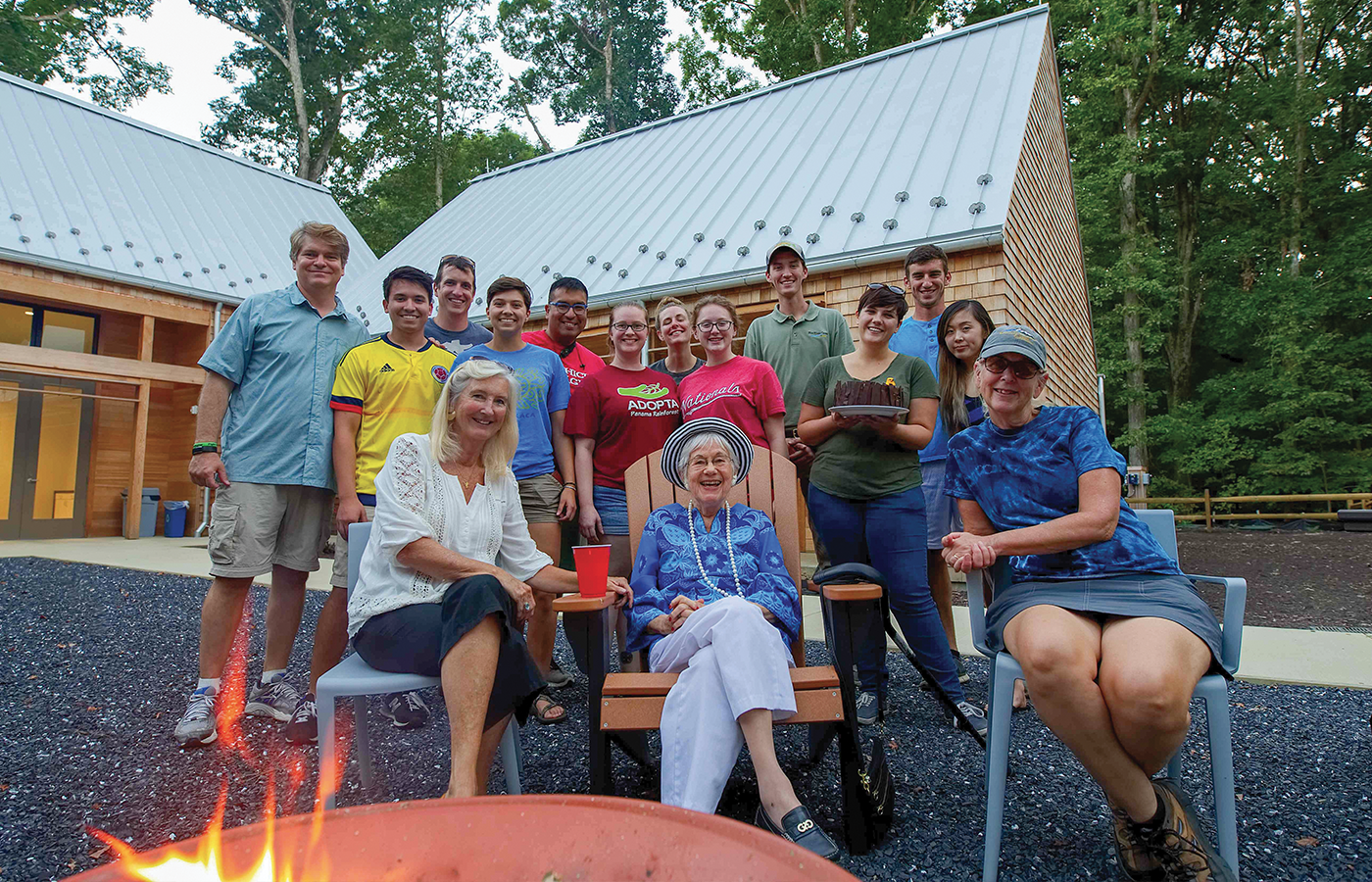 Inger Rice with friends at the Rice Rivers Center