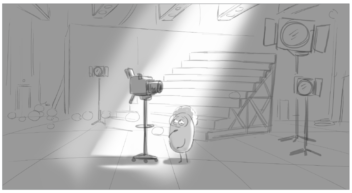 An evolution of a storyboard from “Dream Productions,” a Disney Plus series set in the “Inside Out” universe
