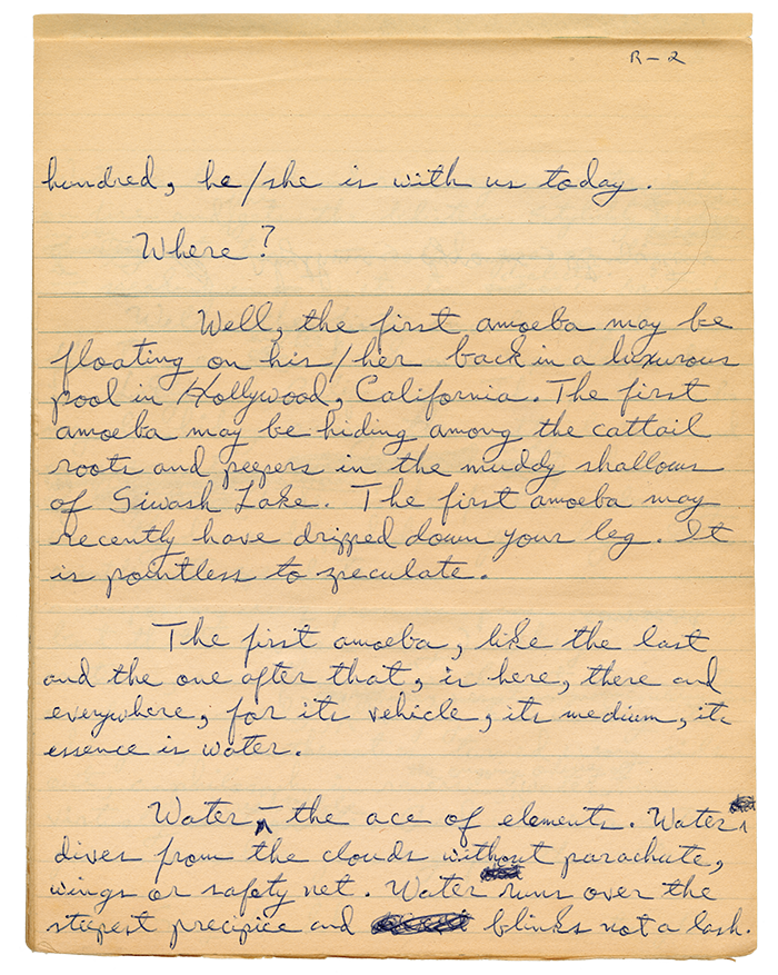 Handwritten manuscript of the opening pages of “Even Cowgirls Get the Blues”