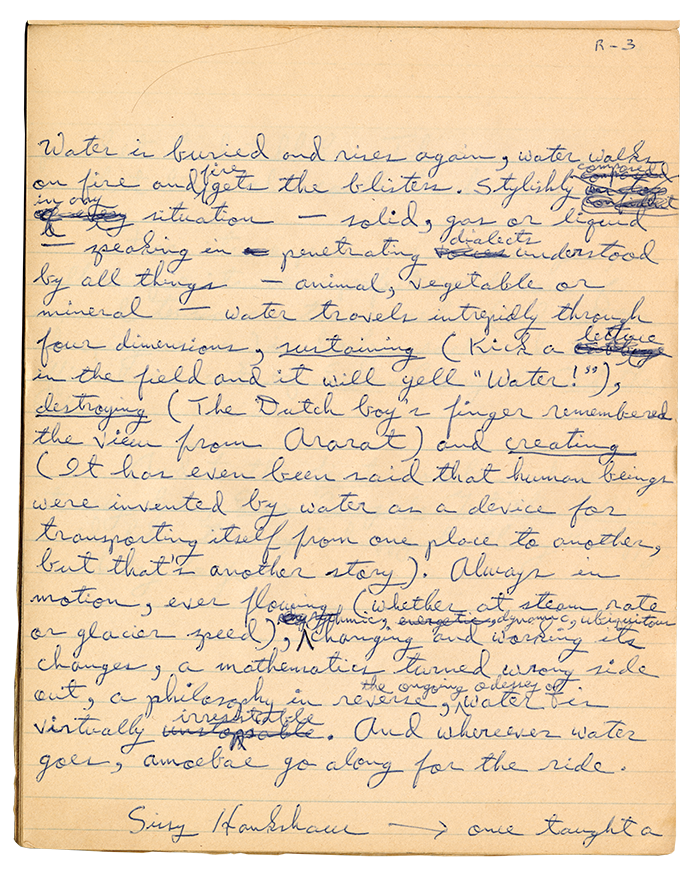 Handwritten manuscript of the opening pages of “Even Cowgirls Get the Blues”